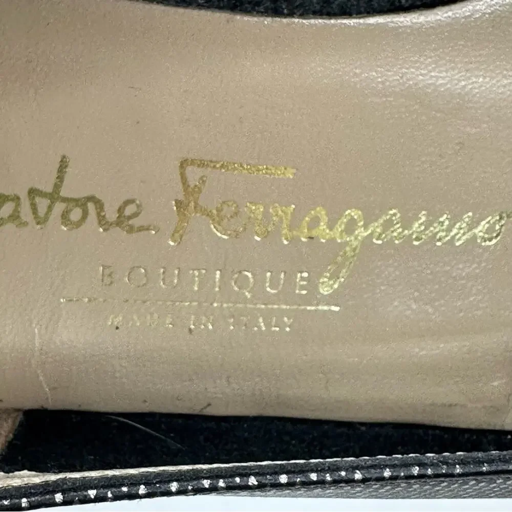 Ferragamo Boutique Textured Metallic Slip On - Black Gold